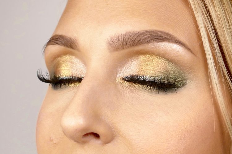 Guld grön makeup