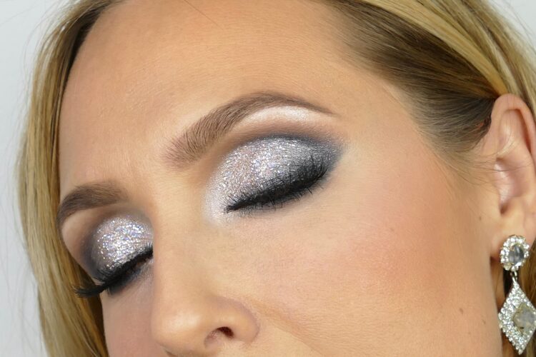 silver glitter makeup